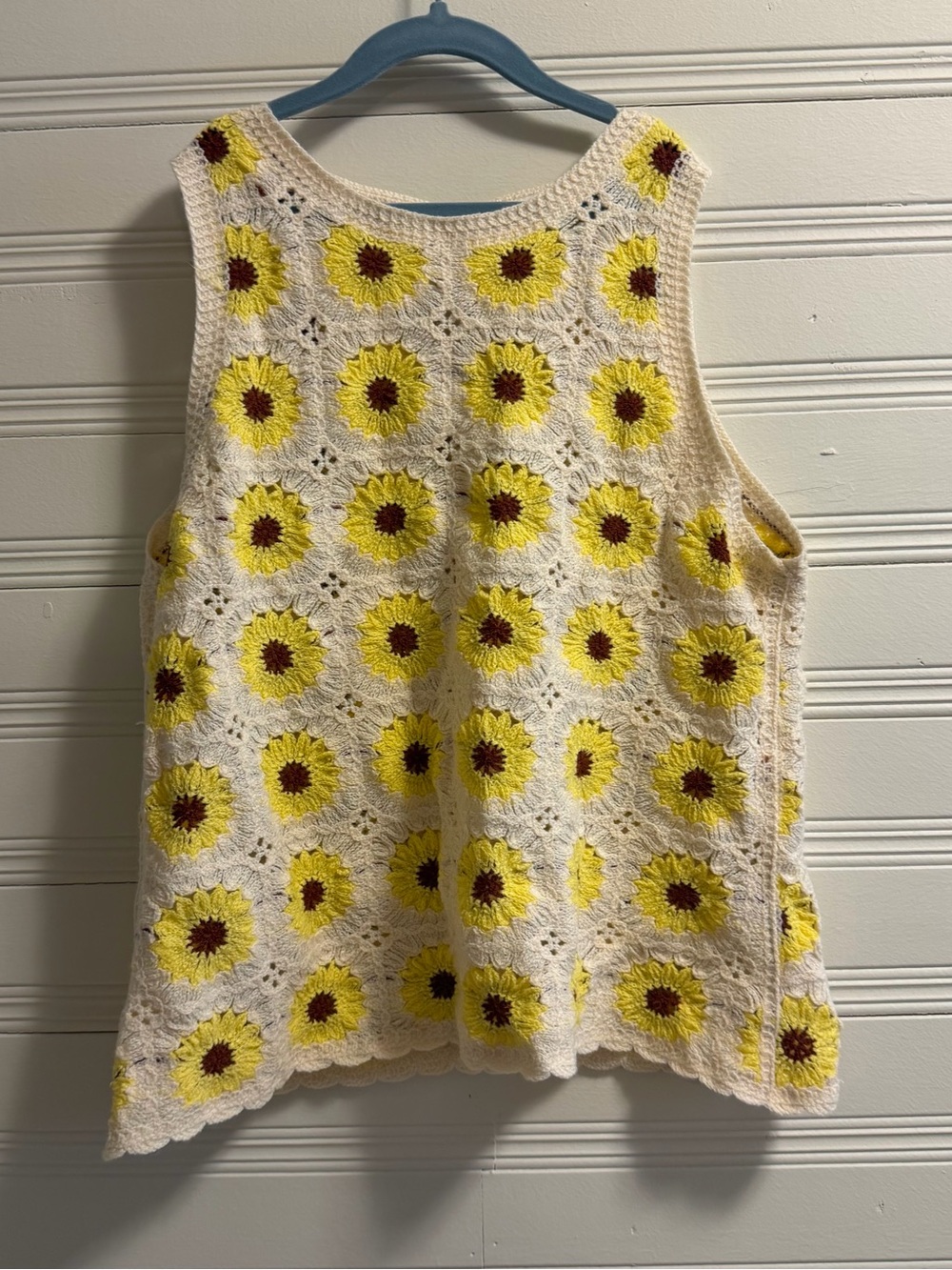 Rebellion Sunflower Crochet Sweater Vest Size L